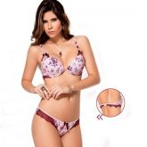 Conjunto Sensuel com Detalhes em Renda e Laço Estampa Floral